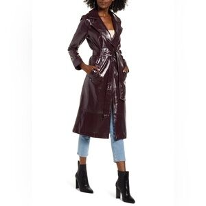 NWOT LEITH  FAUX PATENT LEATHER TRENCH COAT